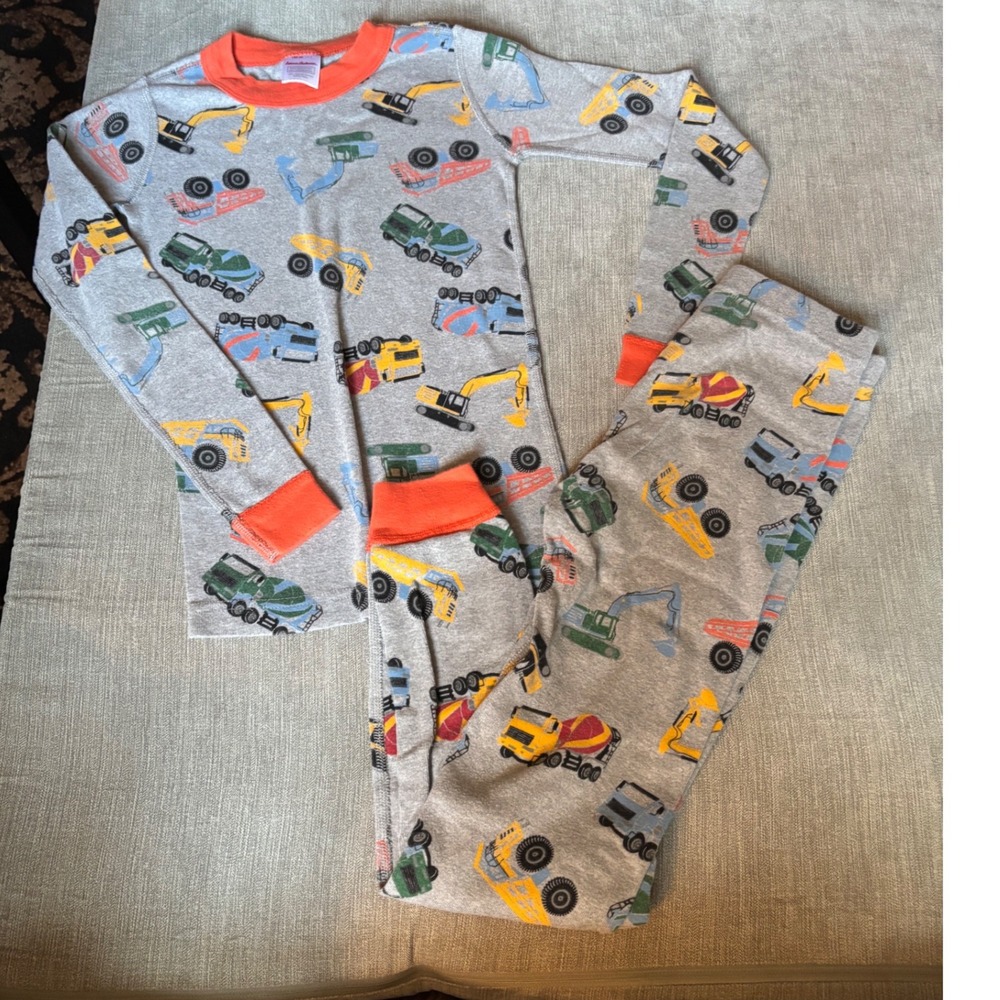 Hanna Andersson Kids Pajamas Size 8 Construction Trucks Print‎ Organic Cotton